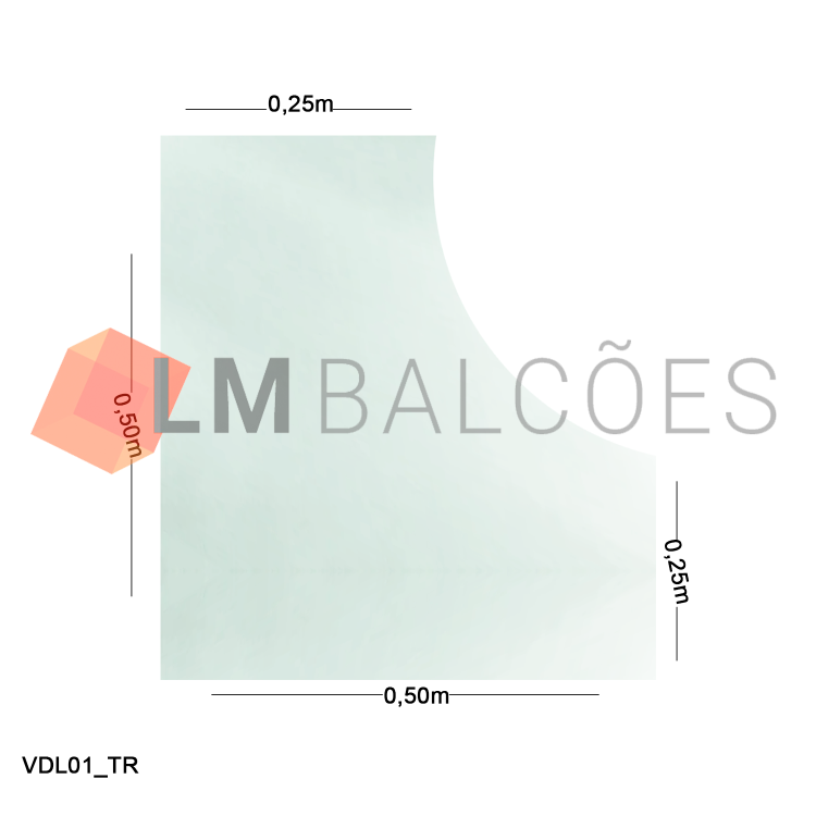 Vidro Modulado L 4mm - 0,25 x 0,25 x 0,50 x 0,50m - Incolor 1