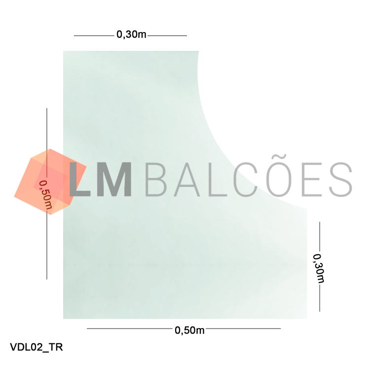 Vidro Modulado L 4mm - 0,30 x 0,30 x 0,50 x 0,50m - Incolor 1