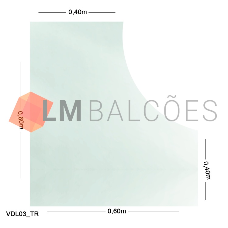 Vidro Modulado L 4mm - 0,40 x 0,40 x 0,60 x 0,60m - Incolor 1