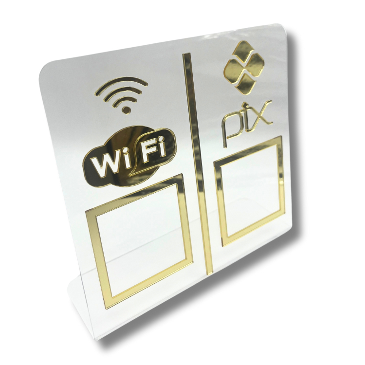 Expositor DUPLO WI-FI - PIX  - Cristal com Dourado 1