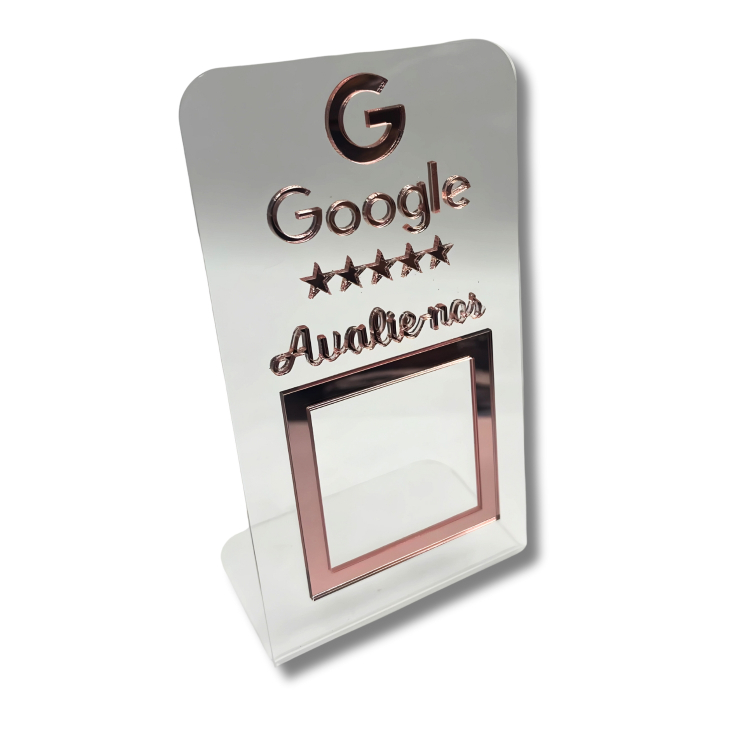 Expositor AVALIAÇOES GOOGLE - Cristal Com Rosa