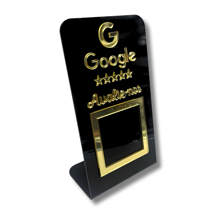 Expositor AVALIAÇOES GOOGLE - Preto com Dourado