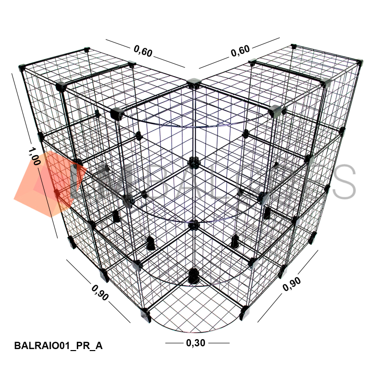 Balcão Aramado Raio em L - 0,90 X 0,90 X 1,00 X 0,30 1
