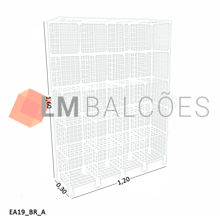 Estante Aramada Branca - 1,20 X 1,60 X 0,30m 1