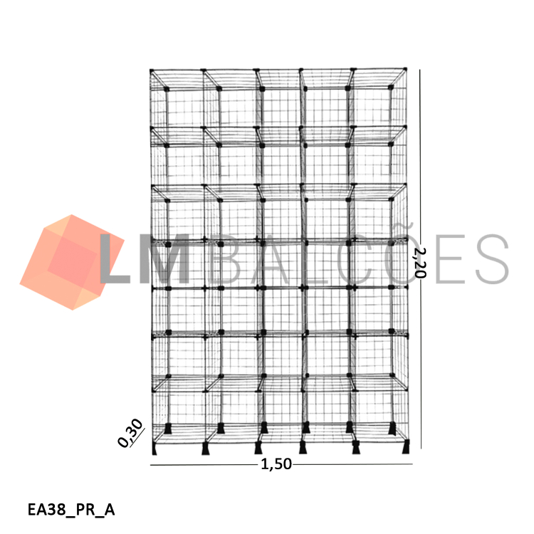 Estante Aramada Preta - 1,50 x 2,10 x 0,30m 1