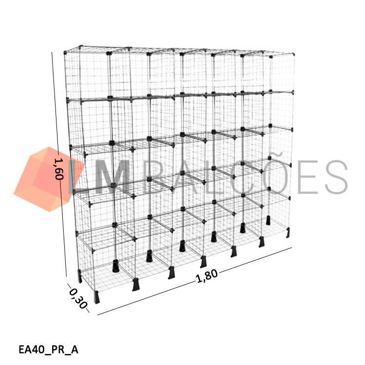 Estante Aramada Preta - 1,80 x 1,60 x 0,30m 1
