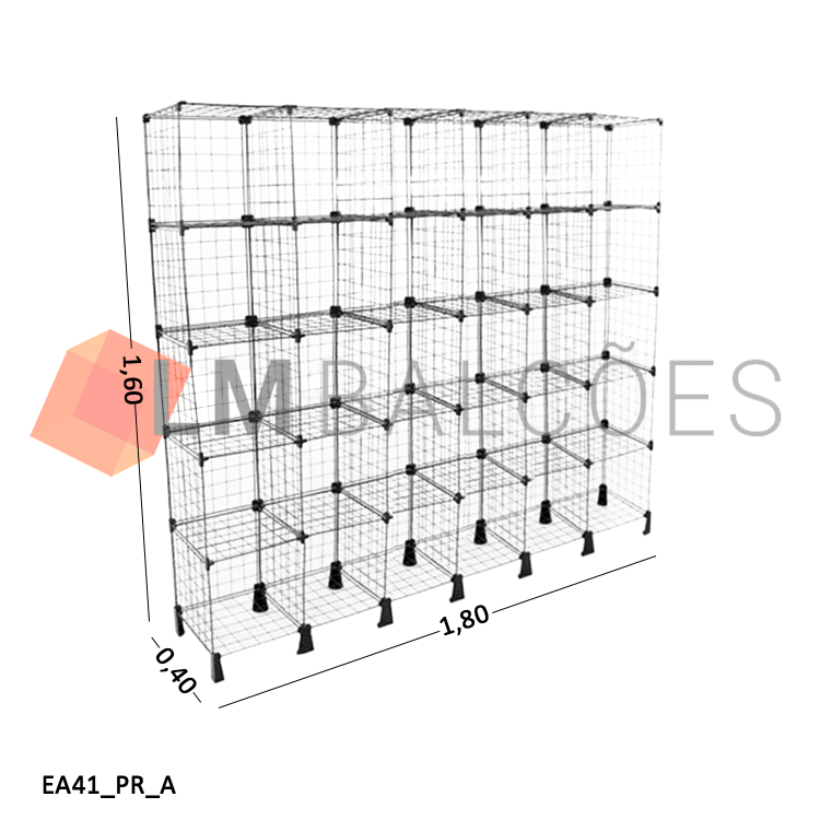 Estante Aramada Preta - 1,80 x 1,60 x 0,40m 1