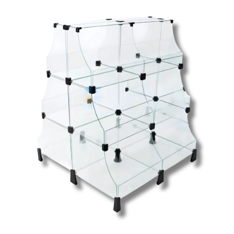 Gôndola Pirâmide de Vidro - C/ Conectivo Preto - 0,80 x 1,00 x 0,80m 1