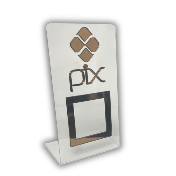 Expositor QR CODE PIX  - Cristal com Bronze