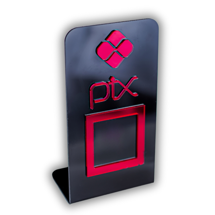 Expositor QR CODE PIX - Preto com Vermelho 1