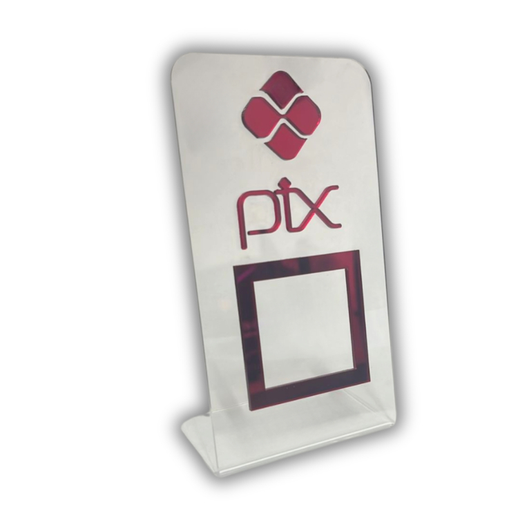 Expositor QR CODE PIX - Cristal com Vermelho