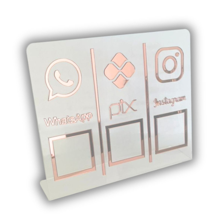 WHATSAPP - PIX - INSTAGRAM Conjunto - Cristal com Rosa 2