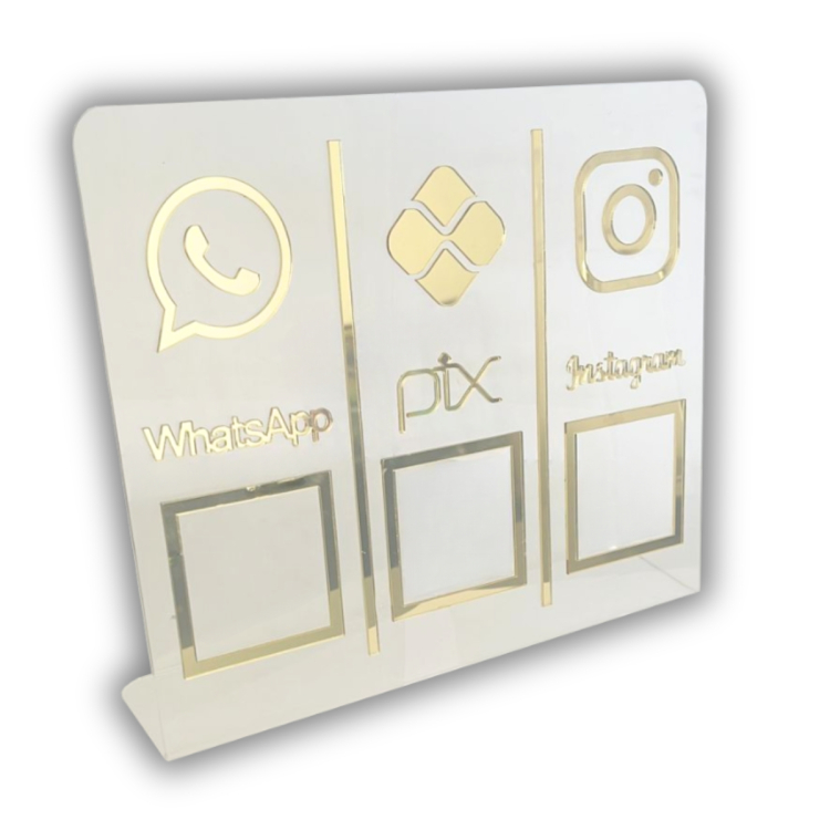 WHATSAPP - PIX - INSTAGRAM Conjunto - Cristal com Dourado 2