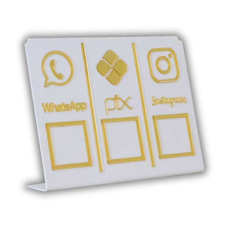 WHATSAPP - PIX - INSTAGRAM Conjunto  - Branco com Dourado 2